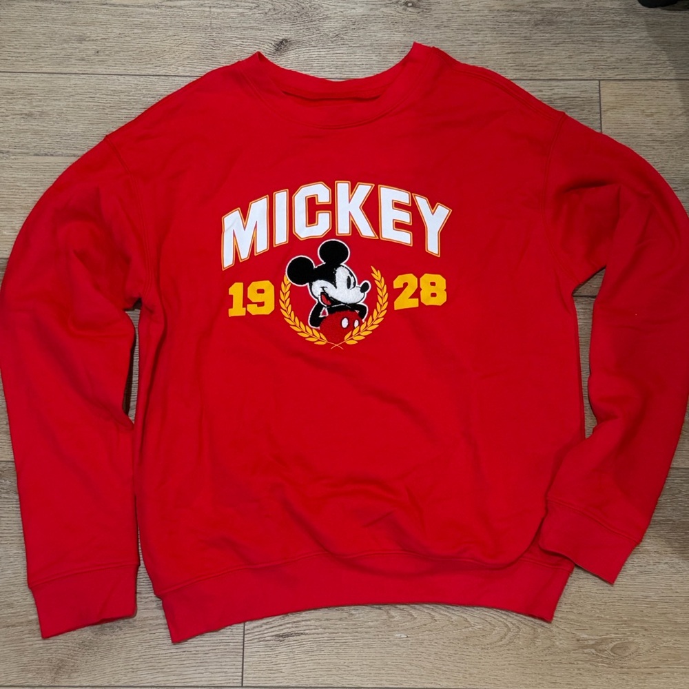 Disney Red Mickey Mouse Crewneck Sweater